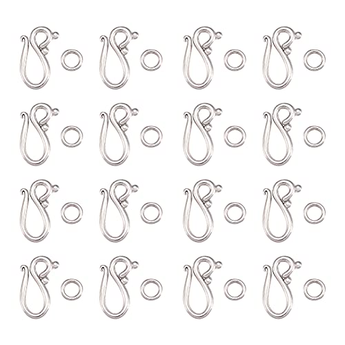 Craftdady 50 Sets Antique Silver S Hook Ring Clasps Tibetan Metal Toggle Clasps Closure End Clasps for Bracelet Necklace Jewelry Making - color: Antique Silver, 20.5x12mm