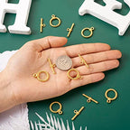 Pandahall 10 Sets Tibetan Alloy Toggle Clasps Round Toggle Clasps Connectors Bracelet Jewelry Clasp Connectors for Necklace Bracelet Jewelry Making (Light Gold)