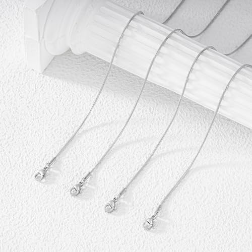 12 Pack Snake Chains Necklace Bulk Adjustable Stainless Steel Necklace Chain for DIY Jewelry Making - color: Silver 18 Inches