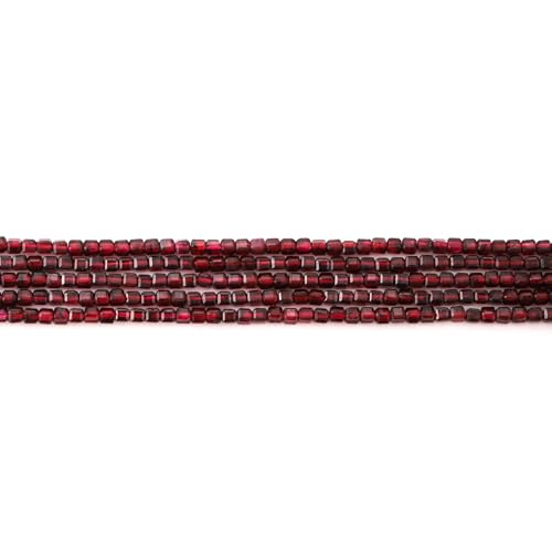 Faceted Natural Dark Red Garnet 2-3mm Cube Square Loose Beads Gemstone Small Loose Beads Healing Crystal Energy Stone for DIY Jewelry Making 15" - color: Dark Red Garnet