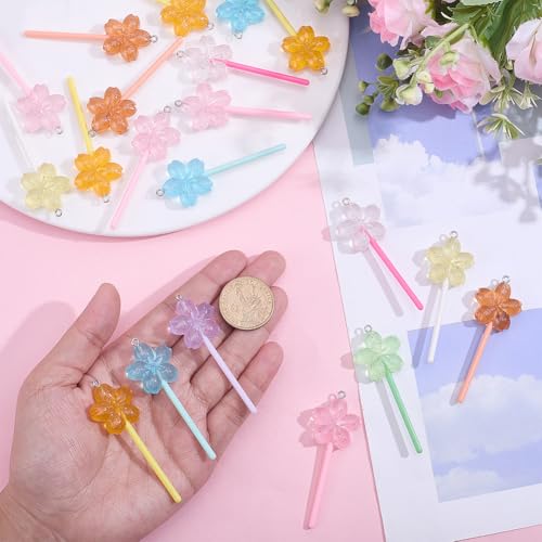 20Pcs Lollipops Resin Charms Colorful Heart Lollipop Charms Candy Dangle Pendants Lollipops Charm Pendant Bulk for Earrings Bracelets Necklaces Jewelry Making DIY Crafts Supplies - size: 64x24mm