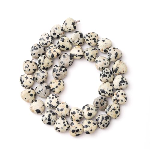 10mm Natural Dalmatian Stone Beads Heart Shape DIY Loose Gemstone Energy Healing Crystal Charms for Jewelry Making Handmade - color: Dalmatian