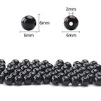 1000PCs 6MM Smooth Black Acrylic Round Beads, Round Acrylic Balls Gumball Beads, Bubblegum Beads Chunky Beads, Plastic Resin Beads for Necklace and Bracelet Making, Crafting Supplies - color: Smooth Black, size: 6MM