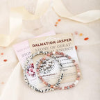 NCB 2.3-Piece 4mm Natural Crystal Gemstone Stretch Bracelets – Handmade Reiki Energy Healing Jewelry for Meditation,Yoga, Unisex - color: 2PCS ( Dalmation Jasper+Red Plum Blossom Stone ), size: 4mm