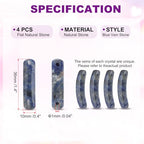 PATIKIL 4 Pcs Natural Stone, 36 x 10 mm Natural Curved Clear Quartz Stone Crystal Handmade Jade Flat Beads for DIY Crafting, Blue Vein Stone - color: Blue Vein Stone