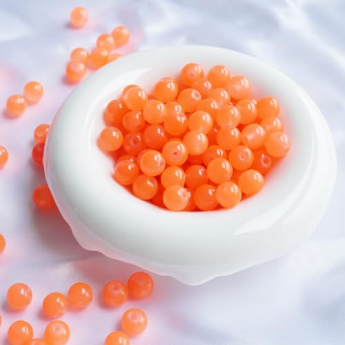 Jabrand 145pcs Glass Beads, 8mm Glass Beads for Barcelet and Jewelry Making DIY Crafts (Orange) - color: Orange