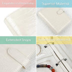 Travel Jewelry Organizer Case,Small Jewelry Bags Jewelry Storage Book Ring Binder with Clear Zipper Velvet Pouch for Traveling - color: Beige