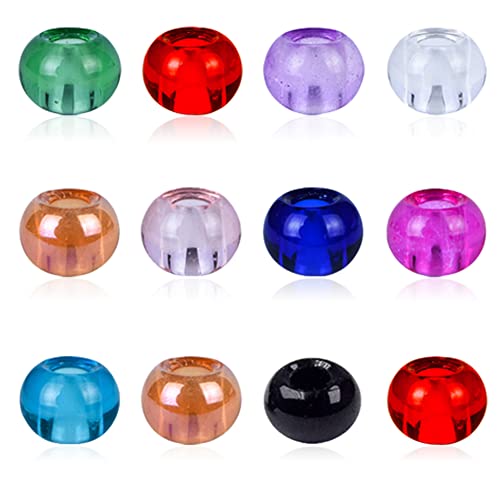 AIPRIDY 100Pcs 15x11mm Painting Murano Large Hole Glass Beads Mix Color with Silver Brass Cores European Charm fit Bracelet Necklace (No Core Lampwork Beads) - color: No Core Lampwork Beads