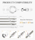 GW Stopper Charms 925 Sterling Silver Round Rondelle Spacer Beads with Exquisite Velvet Bag for Charm Bracelets for Women - color: Silver-6PCS