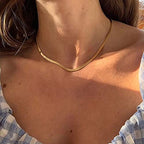 Tewiky Layered Necklaces for Women Non Tarnish- Chunky 14k Gold Plated Herringbone/Snake/Rope/Box/Cuban Link Chain for Women Waterproof Layering Stack Choker Necklace Trendy Dainty Tarnish Free Jewelry Set - color: Herringbone 3mm/14inch Gold