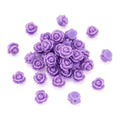 Beadthoven 50pcs Opaque Resin Rose Flower Beads MediumPurple Floral Flat Base Cabochons Embellishment for DIY Scrapbooking Jewelry Making 9x7mm Hole: 1mm - color: MediumPurple#9x7mm-50pcs