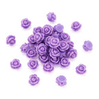 Beadthoven 50pcs Opaque Resin Rose Flower Beads MediumPurple Floral Flat Base Cabochons Embellishment for DIY Scrapbooking Jewelry Making 9x7mm Hole: 1mm - color: MediumPurple#9x7mm-50pcs