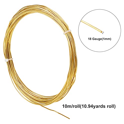 BENECREAT 18 Gauge 32.8 Feet Round Copper Wire Gold Brass Wire for Jewelry Beading Craft Work - size: 18 Gauge
