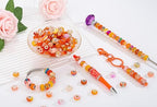 LAIDANLA Orange Mix Large Hole Beads, 100pcs 14mm x 5mm Round Resin, Plastic, Acrylic Loose Beads for Jewelry Making, DIY Gifts - color: M-Orange Mix