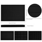 Lainrrew Jewelry Tray, 4 Pack Jewelry Organizer Velvet Jewelry Tray Stackable Jewelry Trays, Necklace & Earring Holder, Divided Bracelet & Ring Storage, 13.8"x9.5"x1.2" - Elegant Display Case (Black) - color: Black