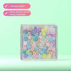 250-300 Pieces 3D Nail Art Flowers Flat Back Charms, Mixed Colors, 0.12-0.24 Inch Mix Color Petals with Gold Beads & White Pearls, DIY Nail Gems Rhinestones (Colorful Five Petals)