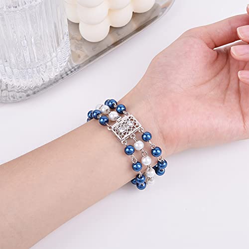 Pandahall 2 Sets Metal Tone Brass Rhinestone Rectangle Filigree Clasps, 3-Strand Box Clasps, Platinum