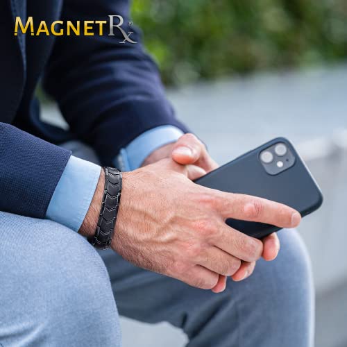 MagnetRX® Ultra Strength Magnetic Bracelet – Effective Stainless Steel Magnetic Bracelets for Men – Adjustable Length with Sizing Tool for Perfect Fit (Black) - color: Black Arrow Style (2X Strength)
