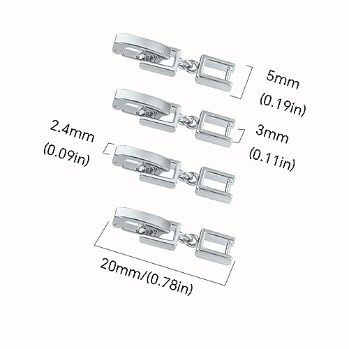 Silver Necklace Bracelet Extender for Women, 4pcs Foldover Extension Jewelry Clasps for Jewelry Making - color: White Gold