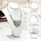 Novel Box White Leatherette Stand Jewelry Necklace Display 7.5x4x11 Inches - Freestanding Travel Necklace Holder Stand - Necklace Mannequin Organizer Stands - Necklace Displays Large - color: White Leatherette, size: Large