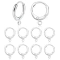 10Pcs Sterling Silver Earring Hooks Round Small Huggie Hoop with Loop Ear Leverback Hooks Hypoallergenic 14mmx2mm Ear Huggie Hoops 925 Sterling Silver Dangle Earrings Findings Jewelry Making Set - color: 10Pcs14x2mmHuggie_Silver