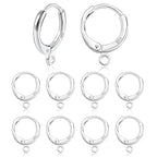 10Pcs Sterling Silver Earring Hooks Round Small Huggie Hoop with Loop Ear Leverback Hooks Hypoallergenic 14mmx2mm Ear Huggie Hoops 925 Sterling Silver Dangle Earrings Findings Jewelry Making Set - color: 10Pcs14x2mmHuggie_Silver