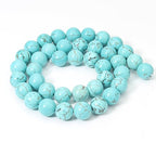 60pcs 6mm Natural Blue Turquoise Gemstone Beads Energy Healing Crystal Round Loose Stone Beads for Jewelry Making, DIY Bracelets Necklaces - color: Blue Turquoise, size: 6mm