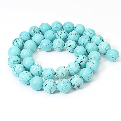 60pcs 6mm Natural Blue Turquoise Gemstone Beads Energy Healing Crystal Round Loose Stone Beads for Jewelry Making, DIY Bracelets Necklaces - color: Blue Turquoise, size: 6mm