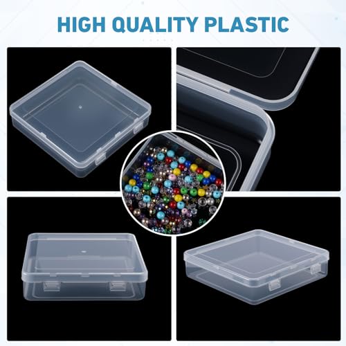 Jetec 6 Pieces Mini Plastic Clear Beads Storage Containers Box for Collecting Small Items, Beads, Jewelry, Business Cards, Game Pieces, Crafts (5.9 x 5.9 x 1.5 Inch) - size: 5.9 x 5.9 x 1.5 Inch