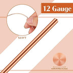Therwen 12 Gauge Copper Wire for Electroculture, Gardening Plants, Jewelry Making DIY Beading Craft Bendable Solid Bare Copper Wire, 1 Pound Spool(0.080'' Dia, 52.5' Length) - size: 0.080'' Dia, 52.5' Length, style: 12 Gauge