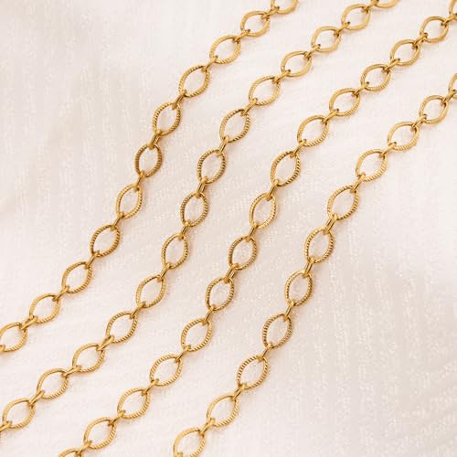 Jabogrii 16.4 Feet Stainless Steel Chain for Jewelry Making Gold DIY Craft Rhombic Jewelry Making Chain Supplies - color: Rhombic Gold