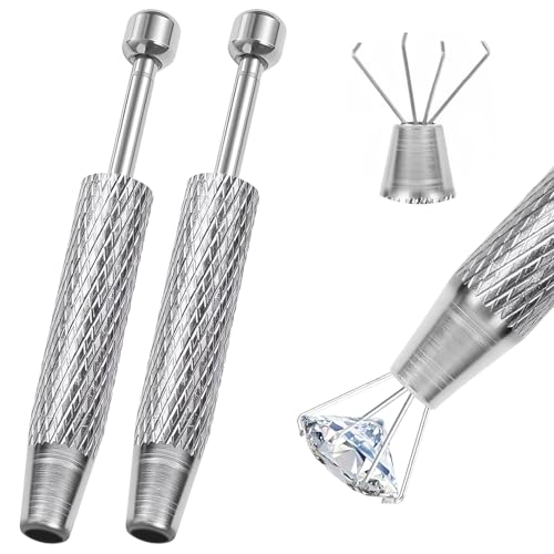 2PCS Piercing Ball Grabber Tool, 4 - Claw Stainless Steel Jeweler Pick Up Tools,Septum Ball Screw Tool for Piercing Changing/Removal,Earring Pearl Grabber for Jewelry/Electronic Components - color: 2pcs Silver