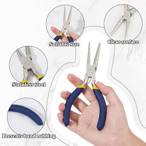 BENECREAT Wire Looping Pliers with Non-Slip Handle, Precision Round Nose Pliers (2~8mm Loops) for Beading Jewelry Making and Wire Forming