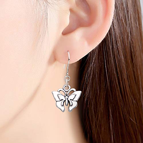 60pcs Silver Butterfly Charms Tibetan Butterfly Shape Alloy Pendants Insect Charms for DIY Necklace Bracelet Earrings Jewelry Making - style: Mixed Silver Butterfly Charms