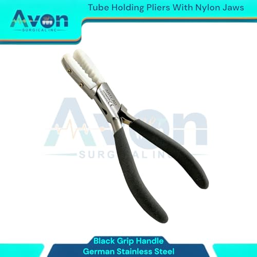 Nylon Jaws Tube Holding Pliers with Black Grip Handle - Rod & Wire Holding Pliers, Scratch-Free Jaws - Jewelry Making Supplies (German Stainless Steel)