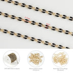 13 Feet/4M Gold Plated Brass Jewelry Making Chain Spool Black Oil Drip Enamel Chain Necklace Large Lip Chain with Lobster Clasps Jump Rings for DIY Craft Supply Jewelry Findings - color: Black Lip