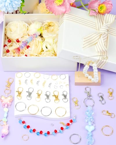 990PCS FIVEIZERO Keychain Making Kit - Keychain kit with Key Ring, Key Chain Clip, Lobster Claw Clasps, Swivel Snap Hook, Jumprings & Extender Chain for Crafts, DIY Projects and Jewelry Making - color: mix