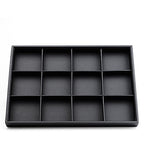 Oirlv Black Leather Jewelry Display Tray 12 Grid Jewelry Drawer Organizer Bracelet Bangle Organizer Independent Storage - style: P01702