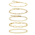 Waterproof Gold Chain Bracelet For Women Non Tarnish,14K Gold Plated Link Dainty Bracelets Stake Layered Bracelet Set Hypoallergen Gold Jewelry - color: Style-4
