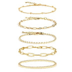 Waterproof Gold Chain Bracelet For Women Non Tarnish,14K Gold Plated Link Dainty Bracelets Stake Layered Bracelet Set Hypoallergen Gold Jewelry - color: Style-4