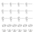 12Pcs Flat Sterling Silver Post with Earring Hook, 3/4/5mm Ear Studs with Loop Hypoallergenic 925 Sterling Silver Earrings Findings Dangle Studs Posts Butterfly Backs Supplies Jewelry Making Set - color: Flat_Silver