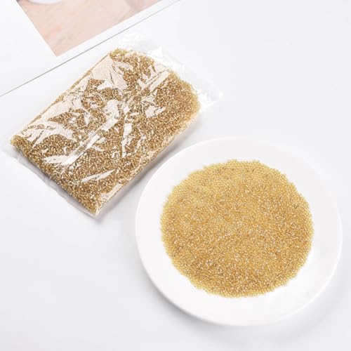 1 Box 3000pcs 3mm Gold Seed Glass Beads Round Mini Small Clear Golden Transparent Silver Lined Pony Loose Spacer Bead for Jewelry Making Friendship Bracelets Earrings DIY Crafts Supply