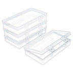 4 Pack Rectangular Clear Plastic Storage Containers Box with Hinged Lid for Beads and Other Small Craft Items (6.1 x 3.3 x 1.18 inch) - size: 6.1 x 3.3 x 1.18 inch