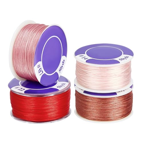 PH PandaHall 0.1mm Nylon Seed Bead Thread 200 Yards Pink Series Bracelet Cord Beading Thread Sewing String Nylon Braided String for Beading Earring Necklace Jewelry Making Leather Stitching, 4 Rolls - color: Pink Theme