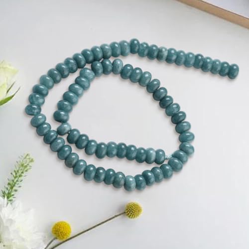 1 Box 148PCS 5x8MM Natural White Jade Beads Strands with Hole Dark Turquoise Abacus Stone Disk Rondelle Gemstone Dyed Flat Loose Spacer Bead for Jewelry Making Bracelets Necklace Diy Crafts - color: Dark Green, size: 148pcs