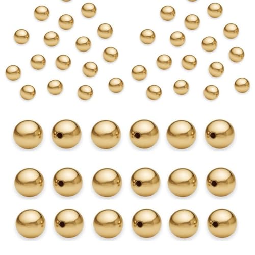 100pcs Adabele Tarnish Resistant 3mm (0.12 Inch) Small Tiny Round Beads 18K Yellow Gold Plated Brass Spacer (Hole 0.9mm) for DIY Craft Jewelry Making BF252-3 - size: 3mm/0.12 inch (Small)