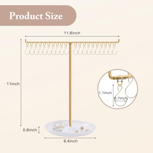 OAOLEER Bracelet Holder Display, Gold Jewelry Holder with 20 Movable Hooks Bracelet Stand Organizer, Jewelry Display Stand for Necklaces Bangles - size: 1 Tier-Gold