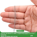 THREENEST 16.4-Feet Width 3mm Stainless Steel Extander Chains, Welded Permanent Cable Craft Tail Curb Chain for Necklace Bracelet Earring Jewelry Making - color: Stainless Steel, size: Extender Chains(Width 3mm)