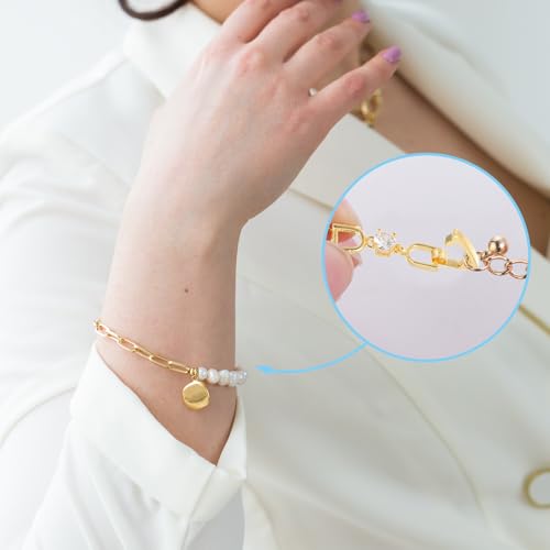 Mabor 4Pcs Gold Necklace Extender Brass Necklace Extensions Zircon Foldover Extension Jewelry Clasps for Bracelet Anklet Fold Over Bracelet Extender Clasp for DIY Crafts