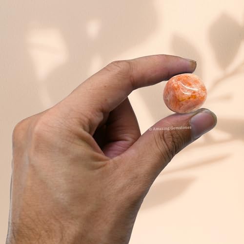 Amazing Gemstone Sunstone Crystal Tumbled Stones Polished Rocks - Natural Gem Stones for Healing - DIY Crystals for Protection (1 Piece) - color: Sunstone